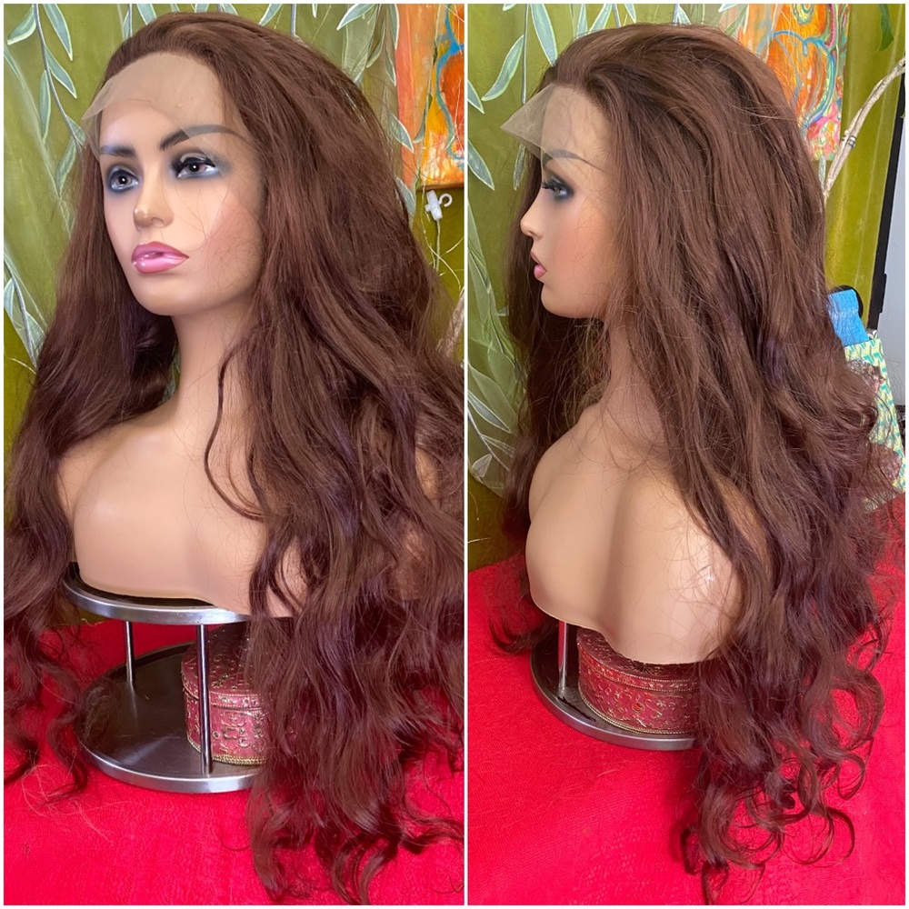 free part full lace- auburn brunette wig